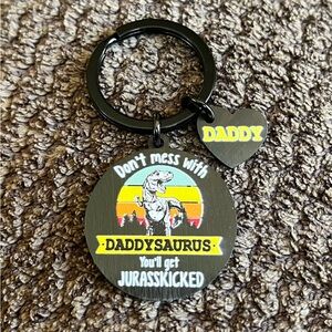 Daddysaurus Keychain with Heart Charm
